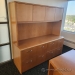 Mid Tone Bow Front L-Suite Desk w/ Overhead & Credenza Storage